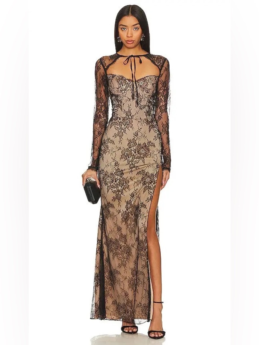 Katie May Persia Dress Black and Nude Lace